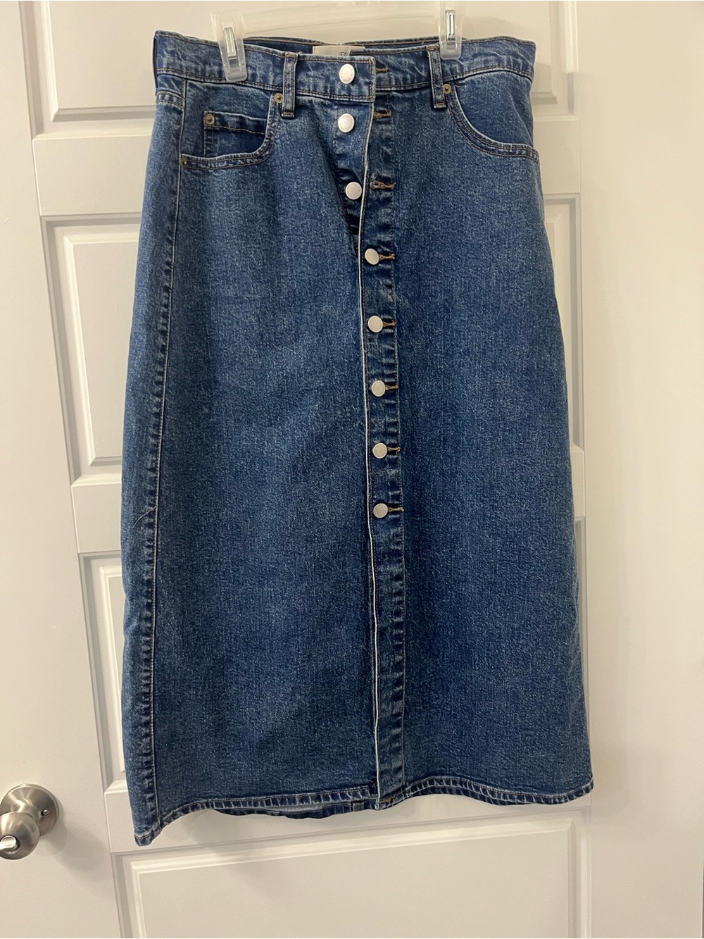 Universal Thread Dark Blue Button-Front Denim Maxi  Skirt